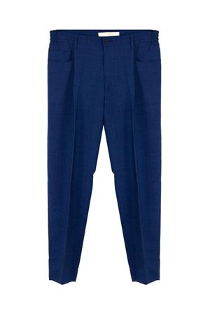 Pantaloni misto lana vergine e lino blu YES LONDON | XP3359BLU